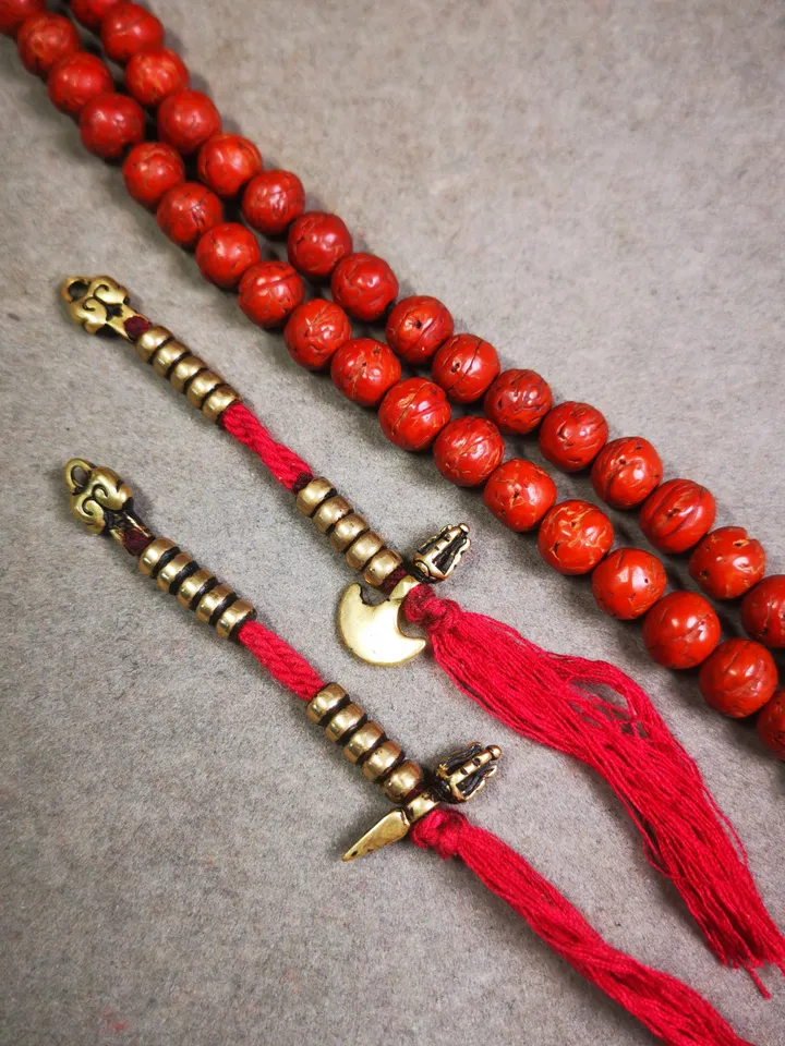 Gandhanra Handmade Tibetan Buddhist Mala Counters,Prayer Bead Counters,with Kartika and Kila Pendant,Made of Brass