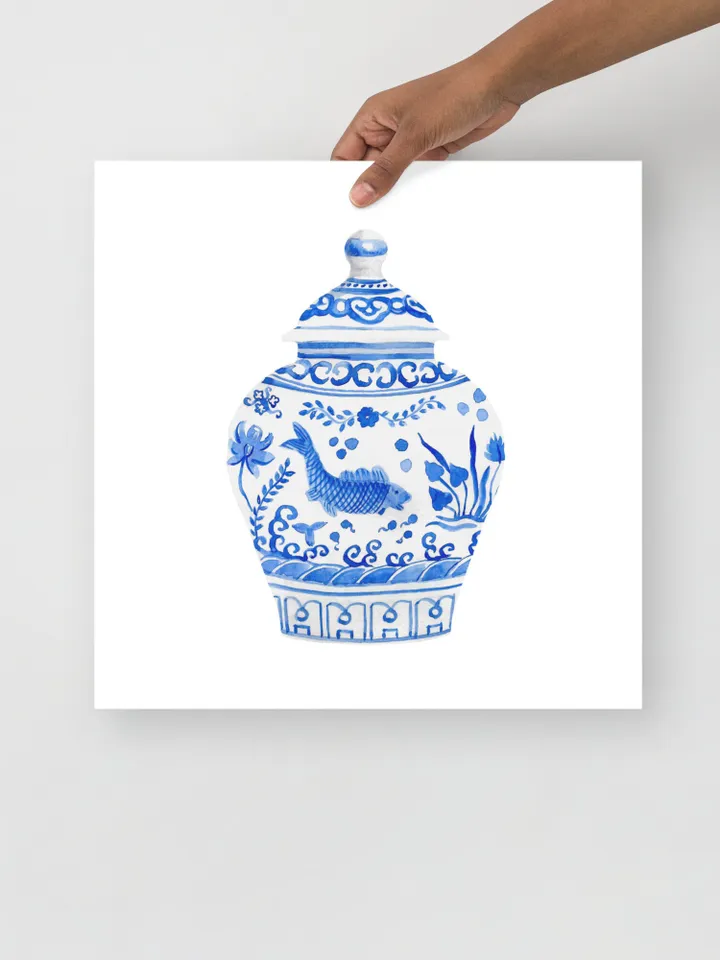 Chinoiserie Wall Art Set Of 3 Art Prints Watercolor Painting Blue White Porcelain Vintage Art Prints Chinese Jar Painting Porcelain Vase Art