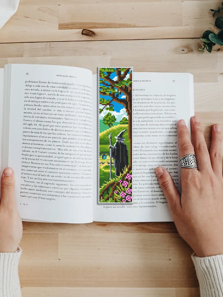 Fantasy bookmark cross stitch pattern download PDF, Wizard cross stitch chart, Magic handmade bookmark digital, Fairy house embroidery #B89