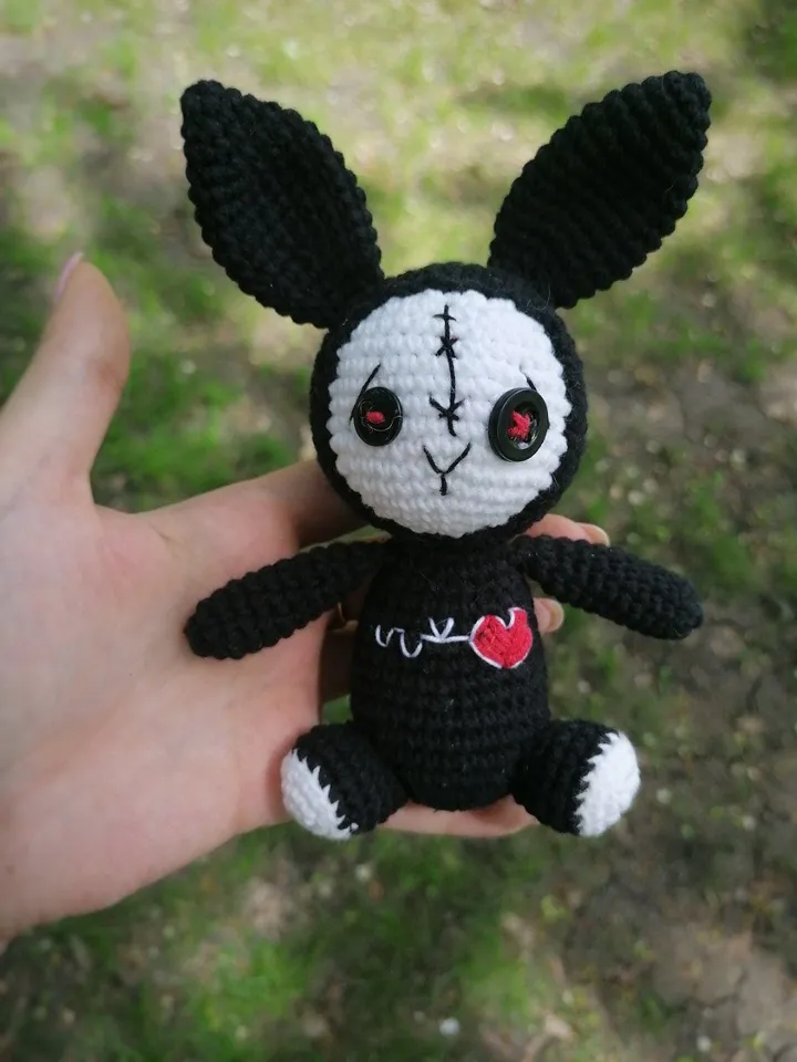 PDF Crochet small Voodoo Bunny Amigurumi Pattern button eyes, Crochet halloween Halloween Crochet Pattern Zombie pattern Monster toy pattern