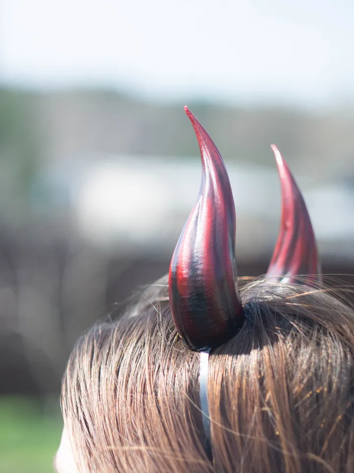Pack of 3 Small Devil Horns, Lightweight 3d Printed Headset Accessories, Fantasy Cosplay Red Horns for Halloween, Three Pairs of Horns