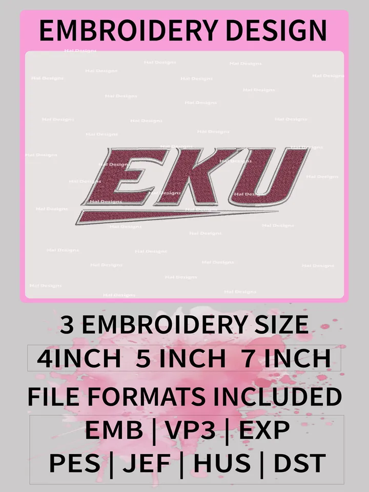 NCAA Eastern Kentucky Colonels Embroidery File, 3 Sizes, 6 Formats, NCAA Machine Embroidery Design, NCAA Logo, NCAA Teams