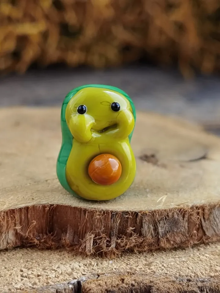 KAWAII AVOCADO figurine Miniature Avocado Glass Avocado beads Vegetable beads Miniature animals Vegatable ornament Decor Glass figurines