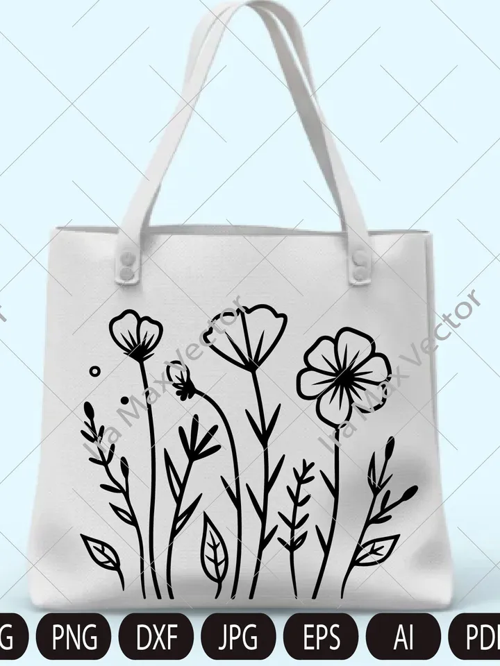 Wildflowers svg, Wild flower svg bundle, floral frame svg, Split monogram svg, Bouquet SVG, Floral svg, nature svg, flower sketch svg