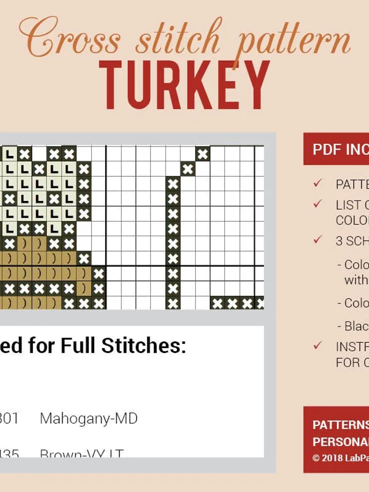 Turkey Chicken Thanksgiving Day Cross stitch pattern Embroidery Pattern | Instant Download | Embroidery Designs Humor Joke