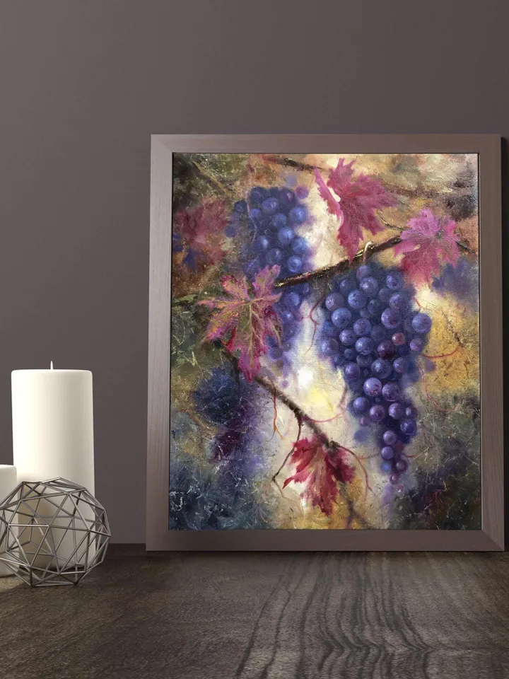 Grape Original Painting Fruits Oil Painting Still life Grape Wall Art