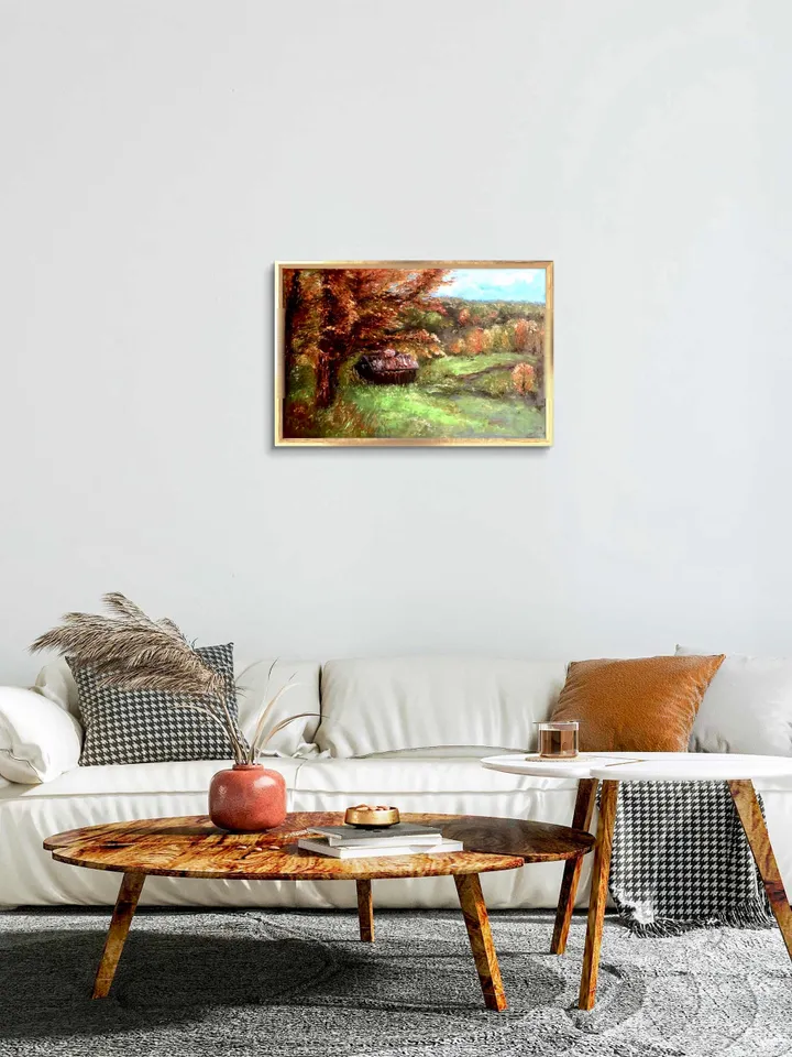 Autumn Landscape painting ,a barn house in the autumn wood painting,original oil painting.