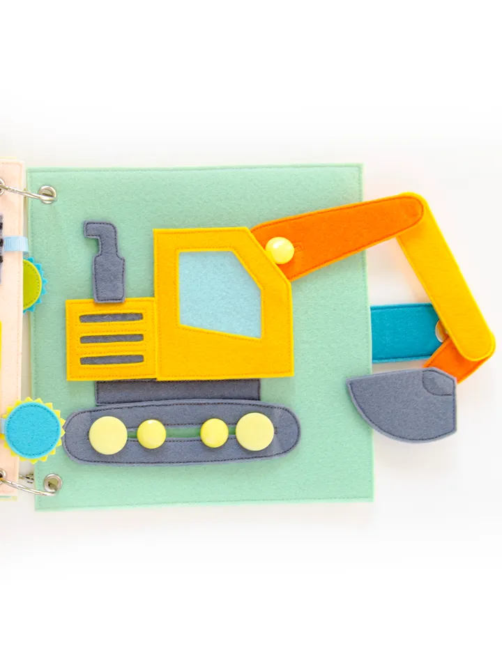 Excavator quiet book page PDF, SVG Pattern and Tutorial