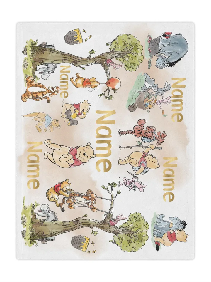 Personalized Winnie the Pooh Microfiber Blanket | Cozy Kids Gift, Nursery Decor, Baby Shower Present, Custom Name Blanket, Soft & Stylish