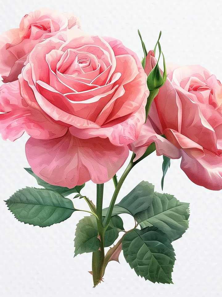 16 Pink Roses PNG Bundle, Watercolor Roses bouquet for sublimation, Paper craft, Printable Roses clipart, Digital download, junk journals