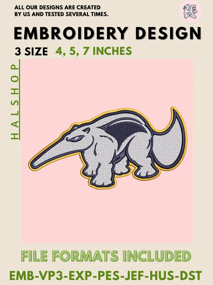 UC Irvine Anteaters NCAA Team Funny Mascot Logo Embroidery Design Files – College Sports Machine Embroidery, 3 Sizes, Digital Instant Download