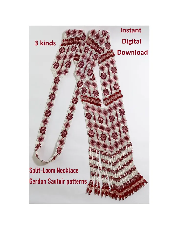 Bead loom patterns, Gerdan-Split-Loom Necklace, Beaded Sautoirs, Beading Loom only Pattern, Instant Download, PDF