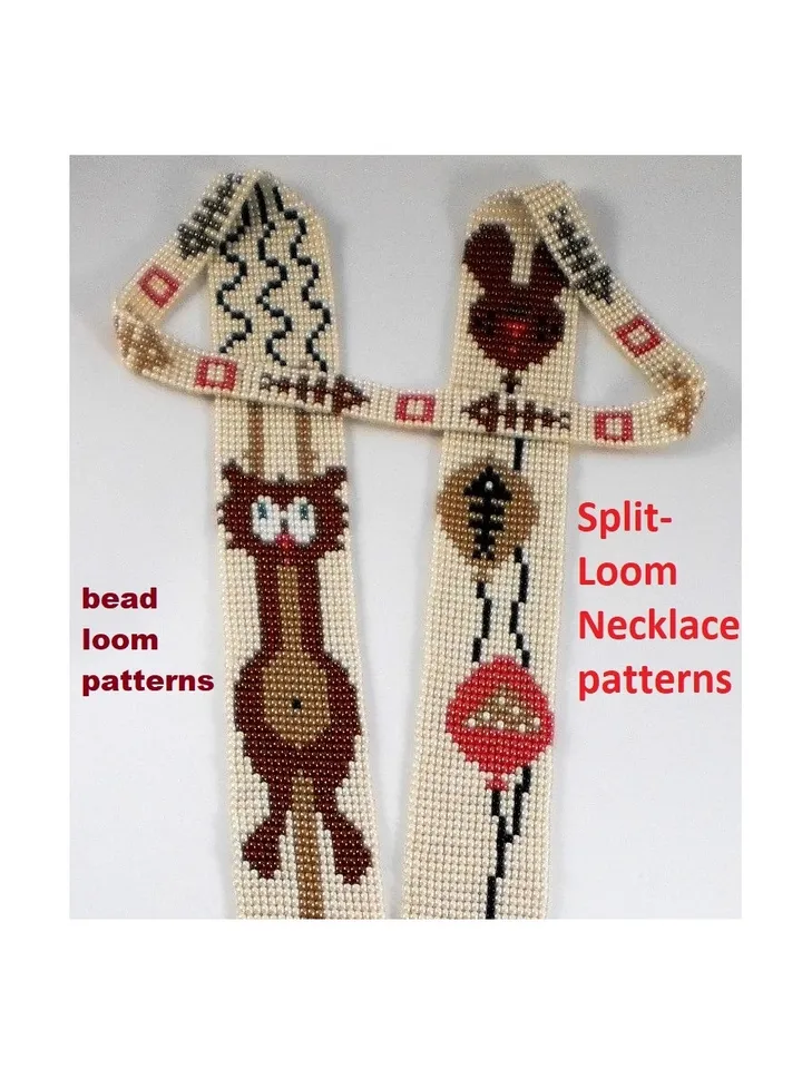 Bead loom patterns, schemes for a Gerdan-Split-Loom Necklace, Beading Loom only Pattern, Instant Download, PDF