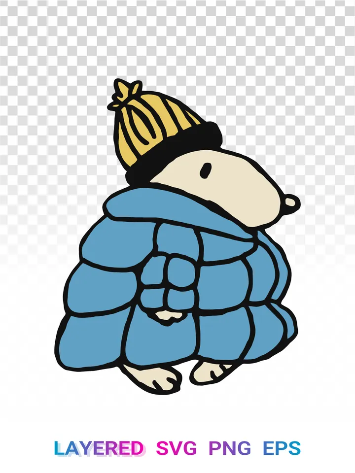 Snoopy Puffer Jacket SVG, Peanuts Winter PNG, Christmas Cricut