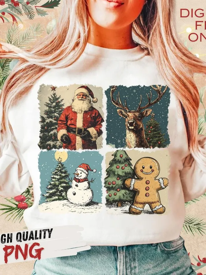 Retro Christmas PNG, Christmas Shirt PNG, Vintage Christmas PNG, Santa Claus png, Christmas Sublimation, Merry Christmas png, T-shirt design
