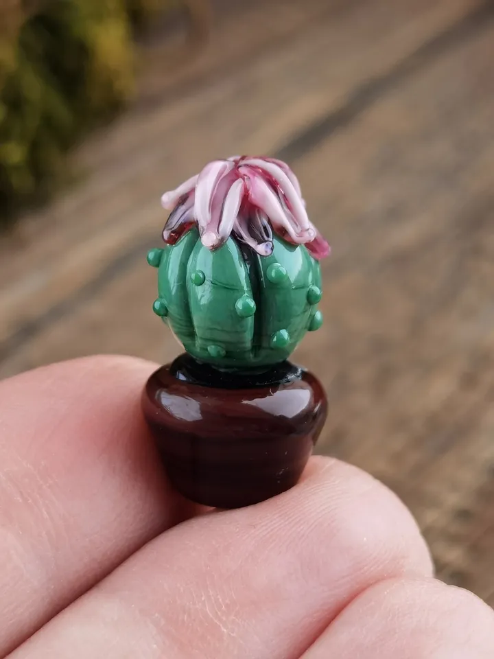 GLASS FIGURINES Cactus figurine Tiny cactus miniature cactus Blown glass art cactus ornaments Aquarium decor Cacti Succulent Dollhouse decor