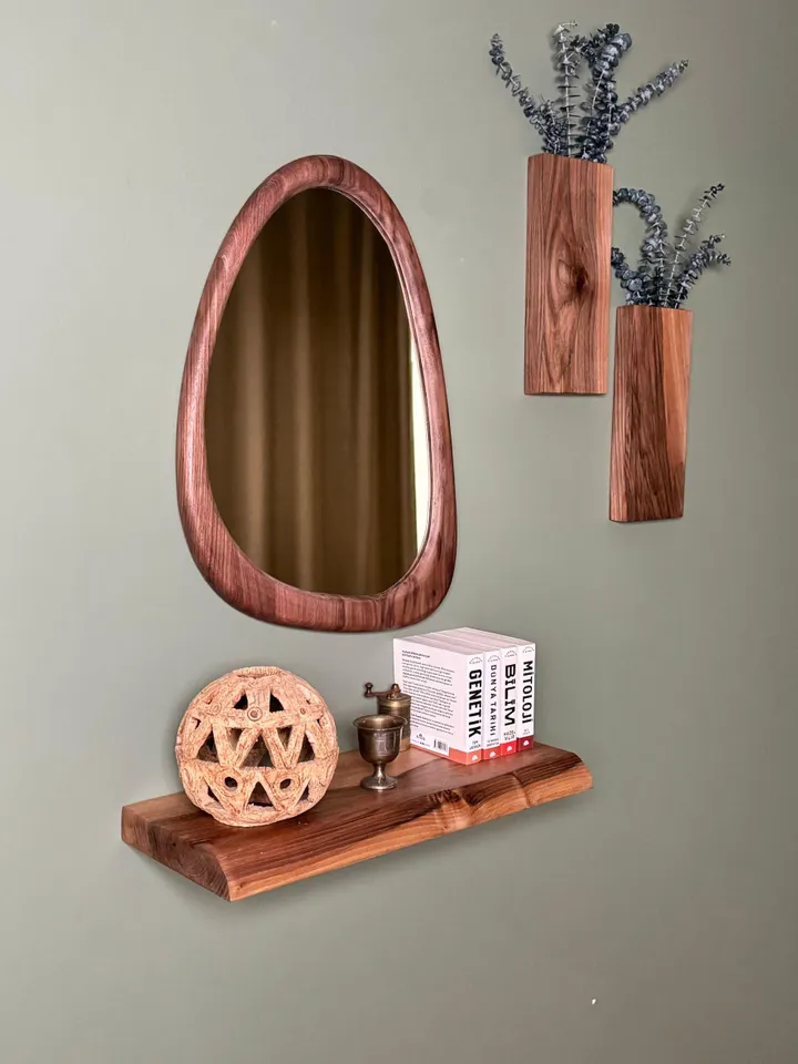 White Oak Mirror, Walnut Framed Mirror, Mid Century Mirror, Organic Mirror, Wood Framed Mirror