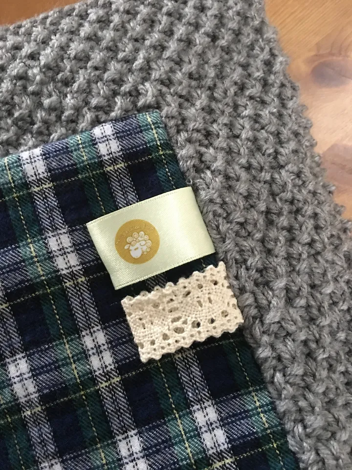Reversible Sheep Baby Blanket, Handknit, Fuzzy Sheep, Flannel on Reverse (Optional) 3 Sizes