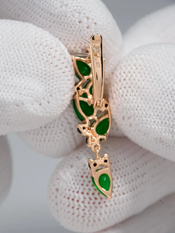 Earrings jewelry Silver gold plated 925 assay value with agate