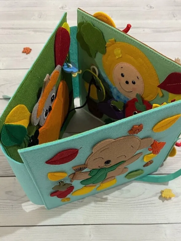 Autumn Quiet book pattern pdf, Felt activity book pattern pdf, DYI Quiet book sewing for kids 2, 3, 4 year old, Baby soft book tutorial