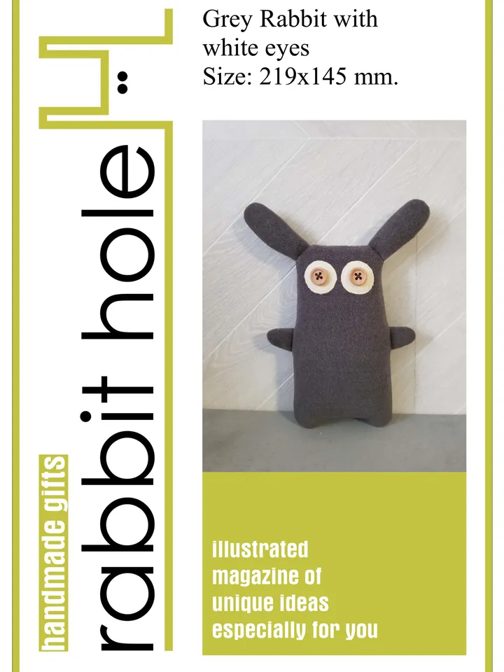 Stuffed Rabbit sewing pattern PDF, digital tutorial in English, animal doll sewing diy