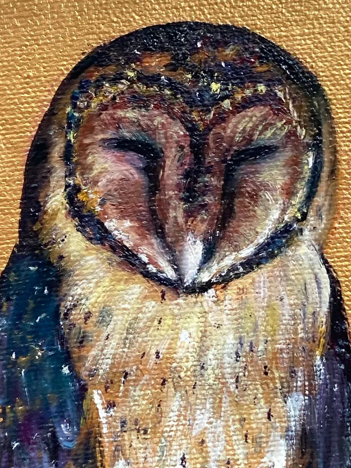 Owl Painting Original Small Bird Oil Painting Barn Owl Art Bird Lovers Gift Owl Wall Decor Owl Illustration 5 x 7 Art