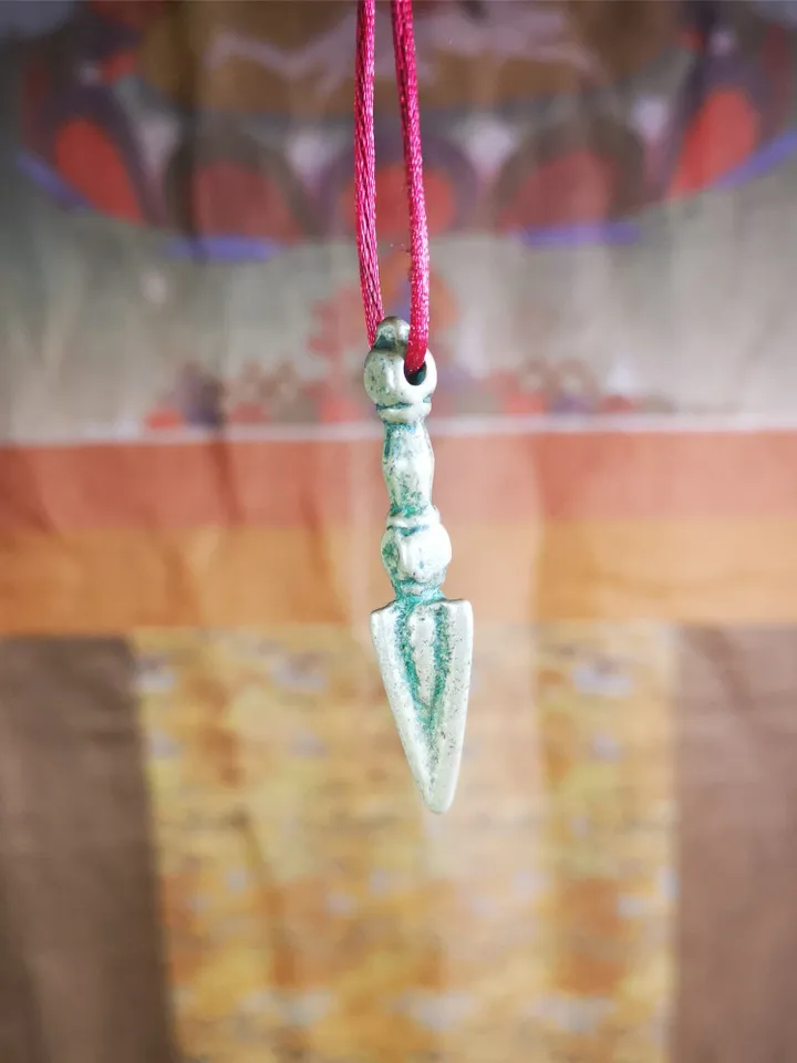 Gandhanra Vintage Tibetan Amulet ,Kila(Dorje Phurba) , Trantic Buddhism Ritual Implement Pendant,Made of Brass,1.96"