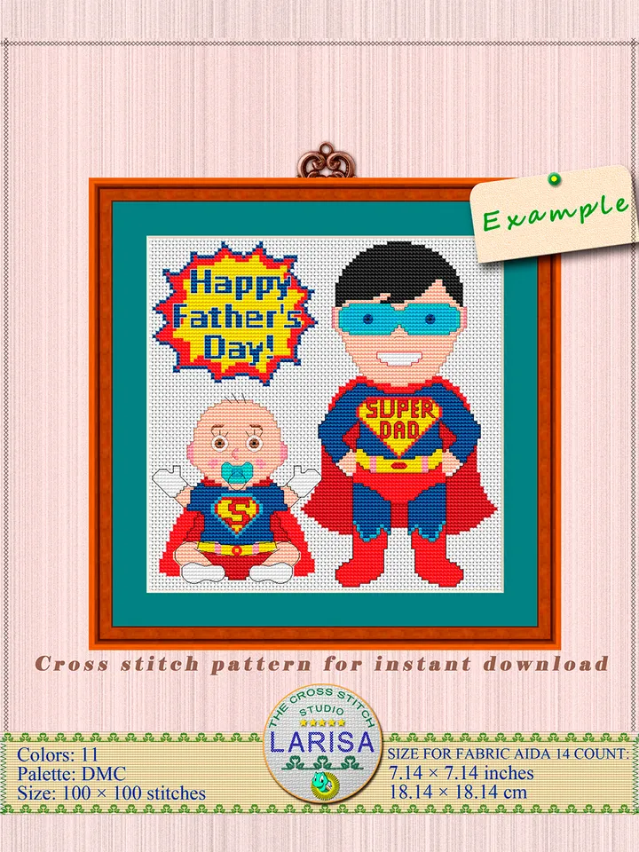 Happy Father’s Day Cross Stitch Pattern | Super Dad