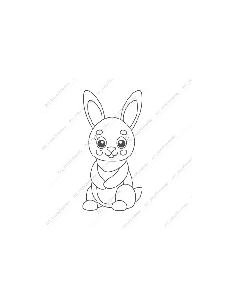 Cute bunny coloring page PNG JPG