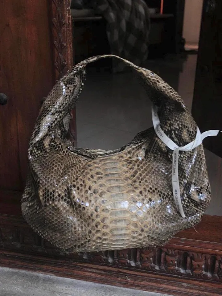 Medium Soft Hobo Classy Sport Woman Bag | Purse Genuine Python Skin | Reptile Skin Products | Cream Elegant Leather Designer Soft Bag Snake