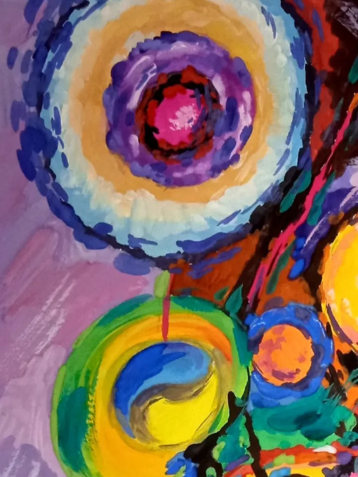 Kandinsky Flowers Style Abstract Original Art Floral Painting 14 by 12 Above Bed Art by TatianaArtShop