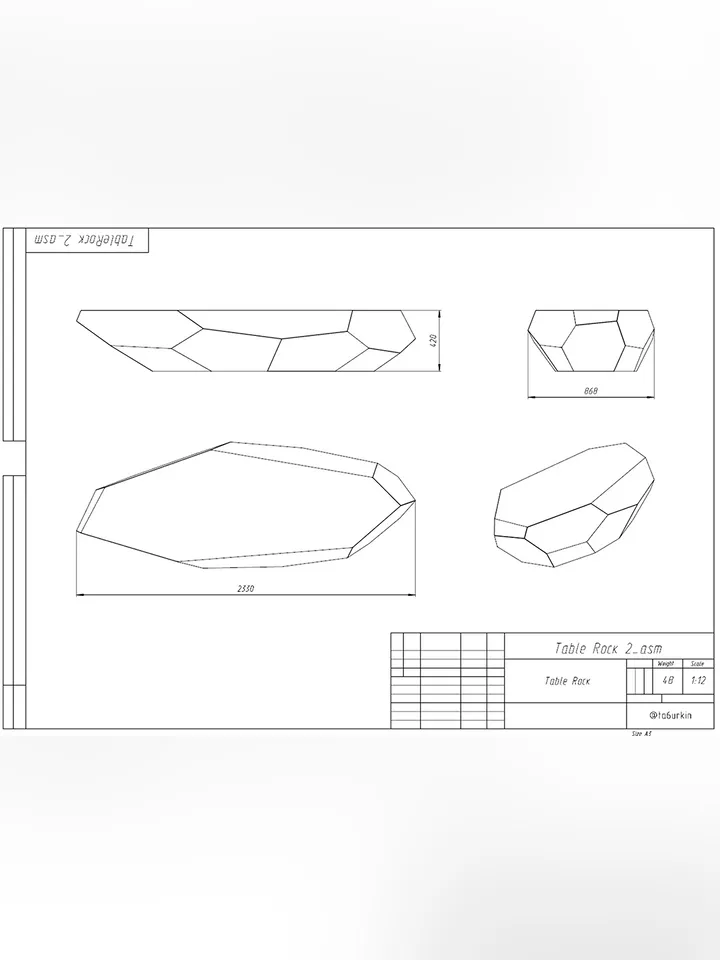 Welding Project Plans Drawings Table Rock 2 (DXF, PDF)