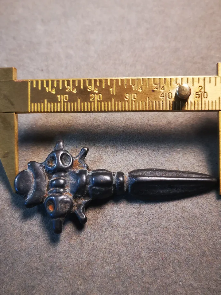 Gandhanra Antique Cross Vajra Phurba Amulet,Kila,Kilaka Pendant,Made of Thokcha,70 Years Old