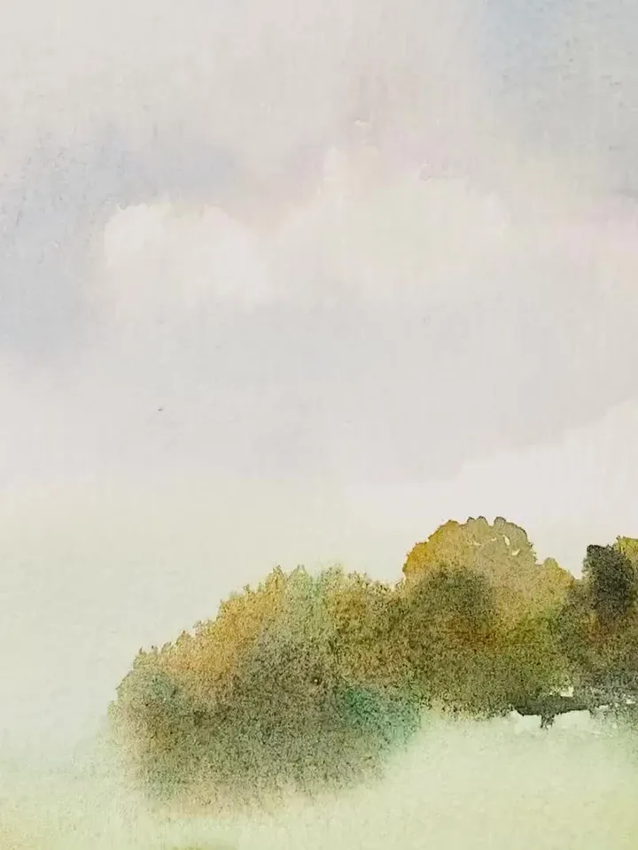 Landscape Watercolor Poster Forest Print Woodland Living Room Print Office art Green Watercolor Wall Art Minimalist Style Painting Wall Art