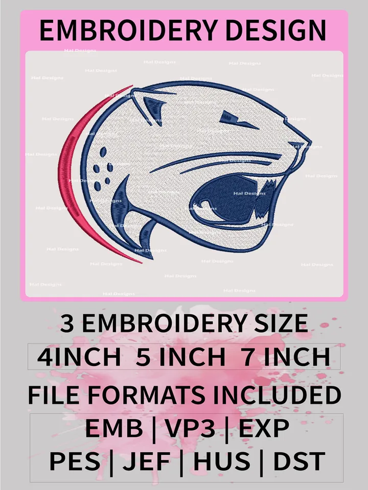 NCAA South Alabama Jaguars Embroidery File, 3 Sizes, 6 Formats, NCAA Machine Embroidery Design, NCAA Logo, NCAA Teams