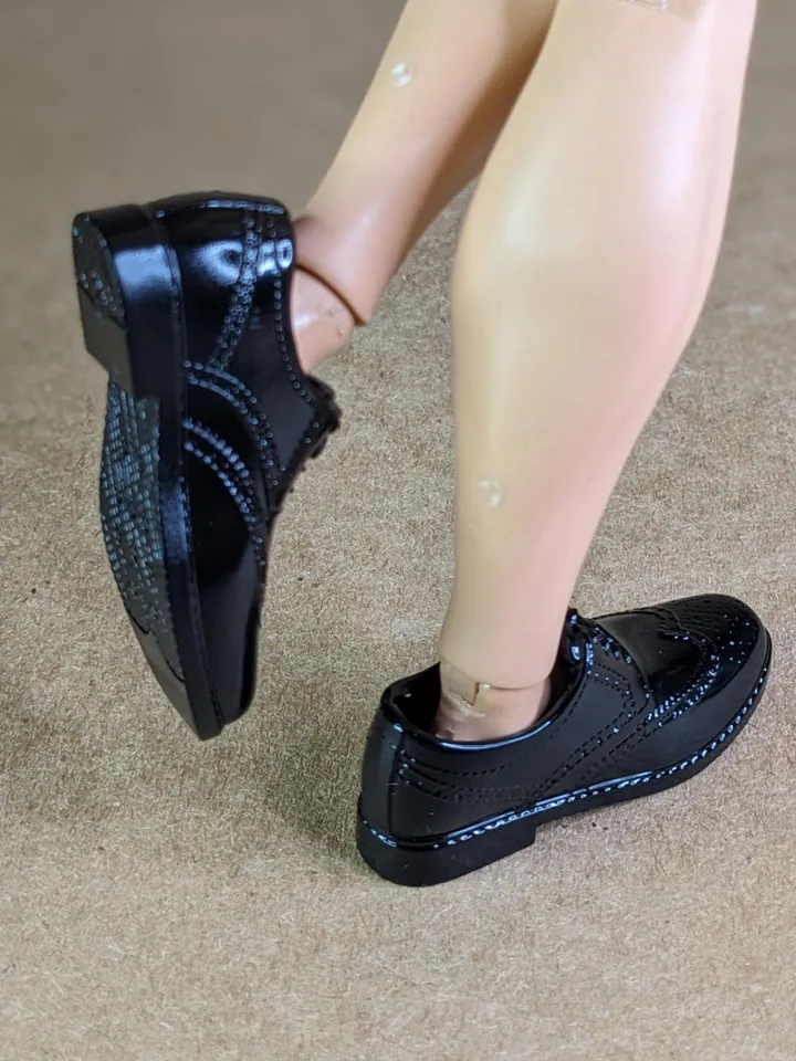 Oxford black lace-up shoes for 12-13 inch male dolls