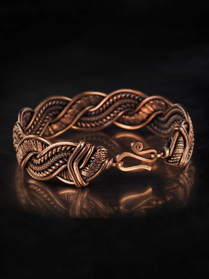 Wire wrapped copper bracelet for woman Antique style copper jewelry WireWrapArt