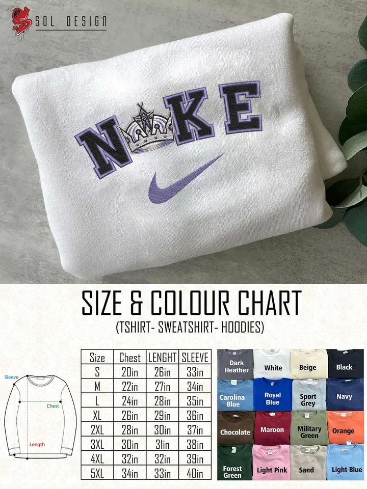 Los Angeles Kings Embroidered Sweatshirt, NHL Kings Embroidered T Shirt, NHL Embroidered Sweater, NHL Los Angeles Kings Shirt, Hockey Embroidered Hoodie