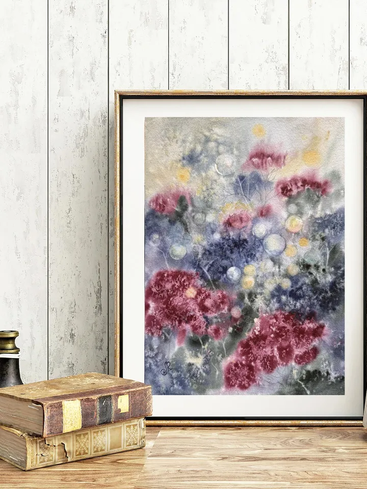 Wildflowers Original Painting Flowers Watercolor Floral Wall Art Spring Painting