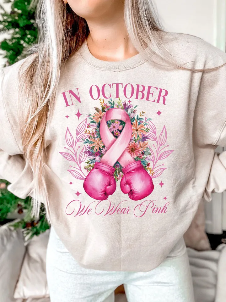 In october we wear pink png sublimation design download, Breast Cancer png, Cancer Awareness png,Fight Cancer png,sublimate designs coquette