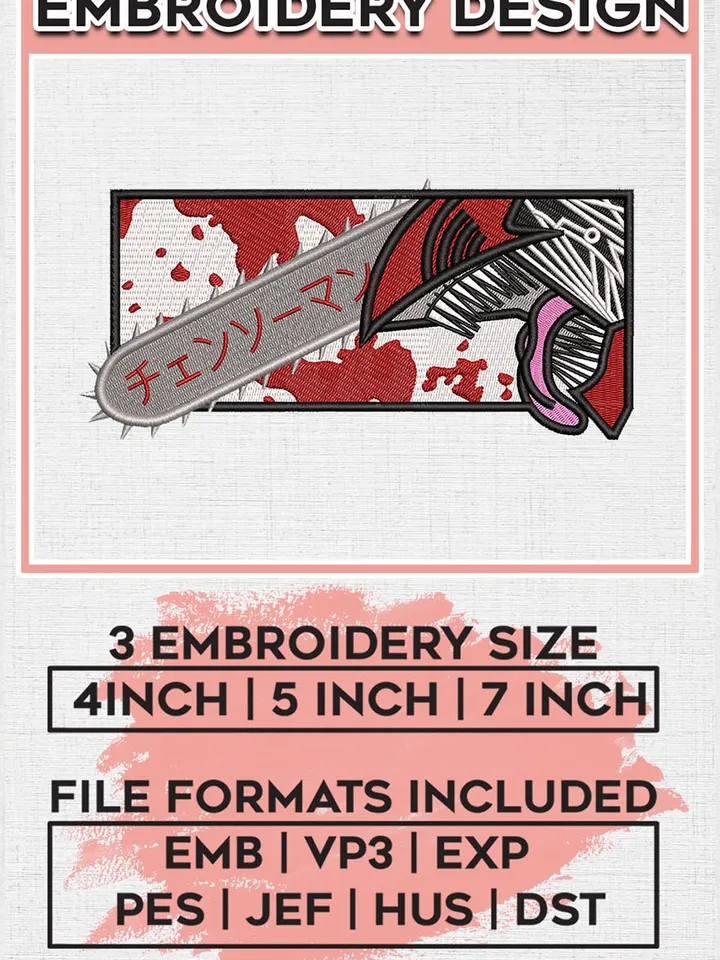 Denji Embroidery Designs, Denji Anime Character Embroidery Files, Chainsaw Man Machine Embroidery Pattern, Digital Download EMB_ANIME_209