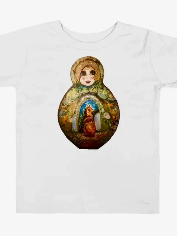 Squirrel Toddler Short Sleeve Tee ,made with my original squirrel watercolor painting,unique handmade gift for children