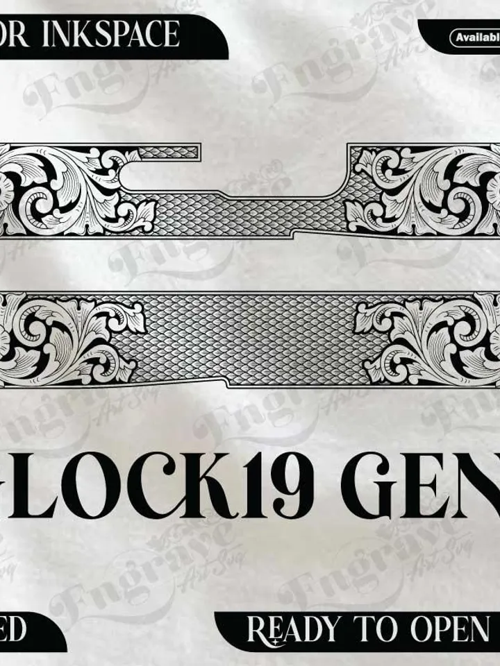 Glock19 Gen5 Scroll With Pratten Design,lasercut,laserengraving,fiberlaser,engravingfiles,metalart