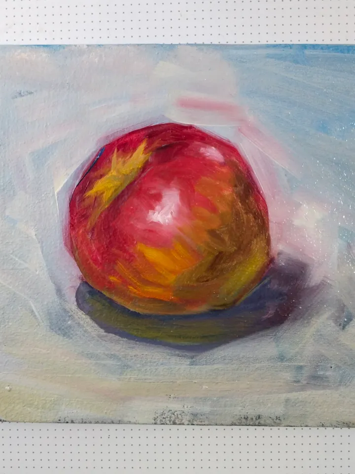 Apple oil painting Fruit miniature art small fine art on panel