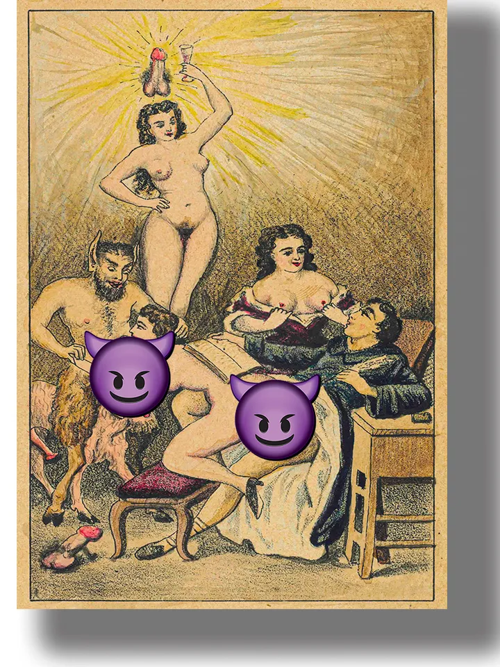 Unholy orgy with the Devil, goats and whores.