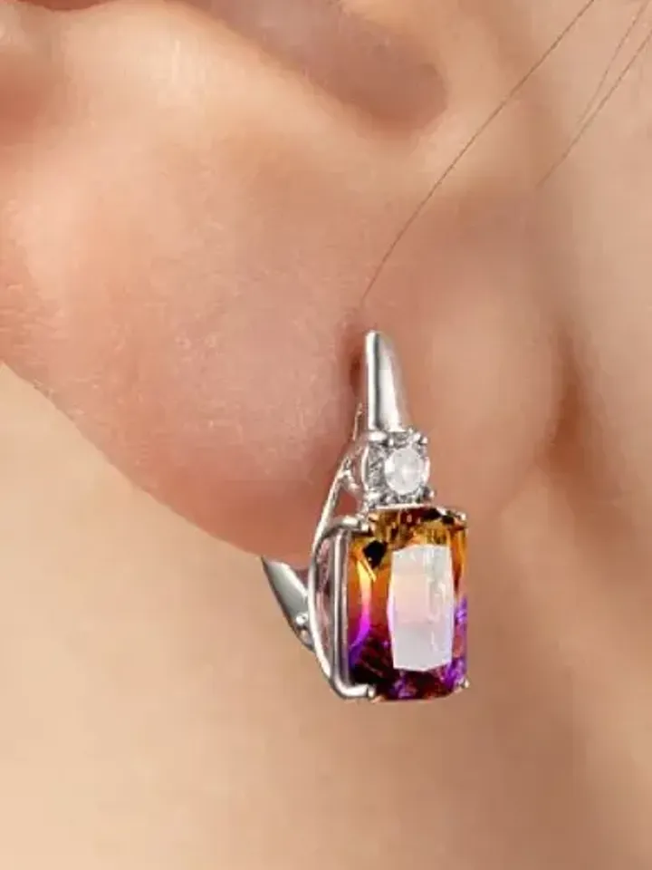 Earrings silver 925 with ametrine