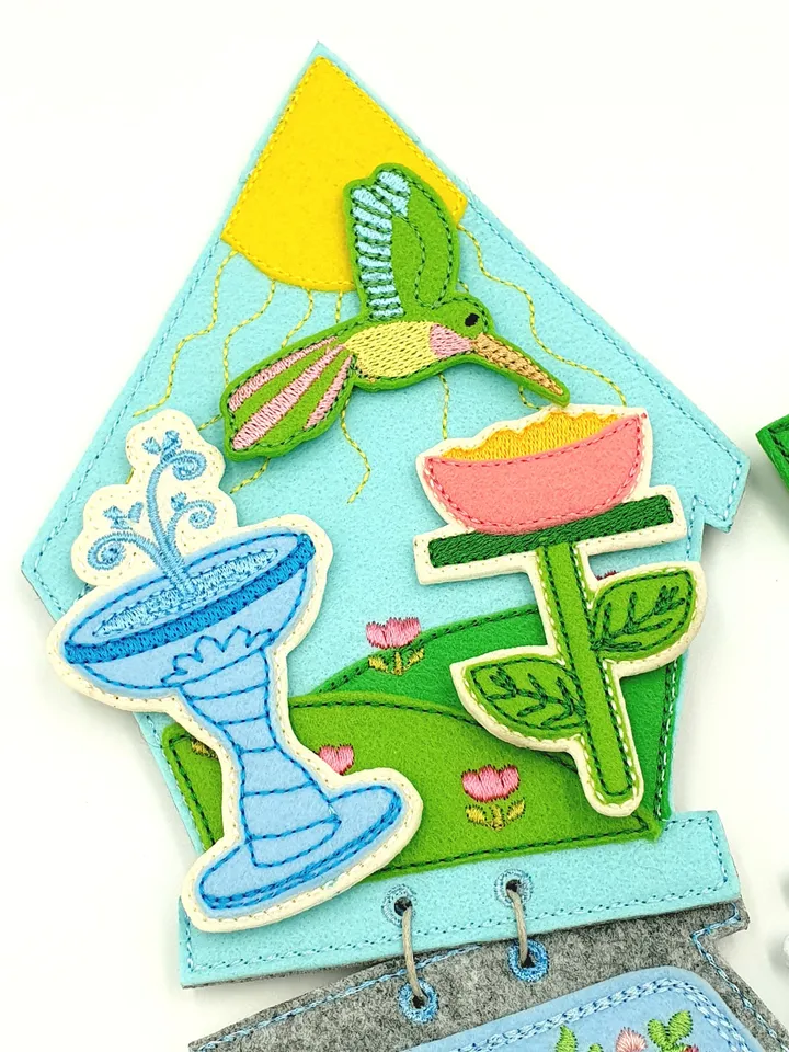 ITH Birdhouse Handbag & Felt Birds Playset Embroidery Design | Pelican Parrot Flamingo Toy Pattern 5x7 | Digital Download