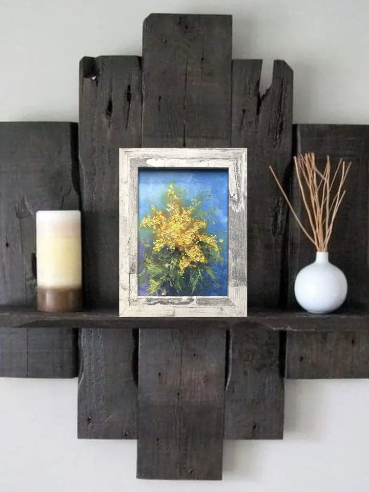 Flowers Painting Original Framed Floral Oil Painting Kitchen Still life