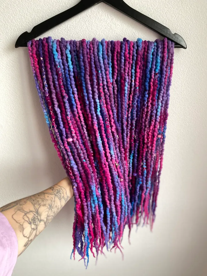 Purple blue pink Wool Double Ended dreads π Ready to Ship