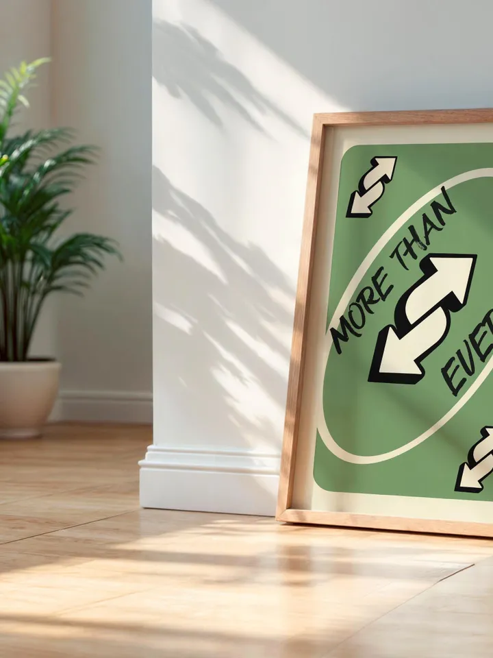 More Than Ever play Reverse Card Wall Art Funny Meme Poster Digital Download Green Black Typography Pop Culture Print Game Room Meme Decor